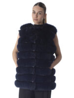 Dark Blue Fox Fur Vest - Image 2
