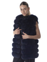 Dark Blue Fox Fur Vest - Image 4