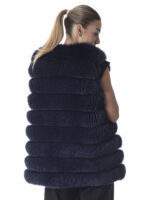 Dark Blue Fox Fur Vest - Image 5