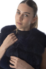 Dark Blue Fox Fur Vest - Image 6