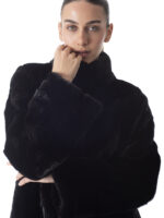 Black Mink Cropped Fur Coat - Image 5