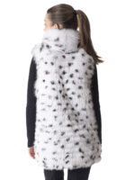 White Fox Fur Vest with Graphic Print - Image 4
