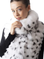 White Fox Fur Vest with Graphic Print - Image 5