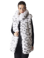 White Fox Fur Vest with Graphic Print - Image 3