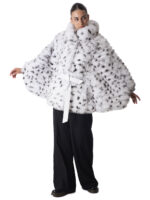 White Fox Fur Cape with Graphic Print - Image 2