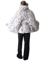 White Fox Fur Cape with Graphic Print - Image 4