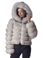 Blue Fox Fur  Hoodie Jacket - Image 2