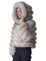 Blue Fox Fur  Hoodie Jacket - Image 3