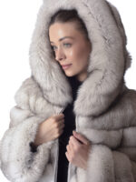 Blue Fox Fur  Hoodie Jacket - Image 5