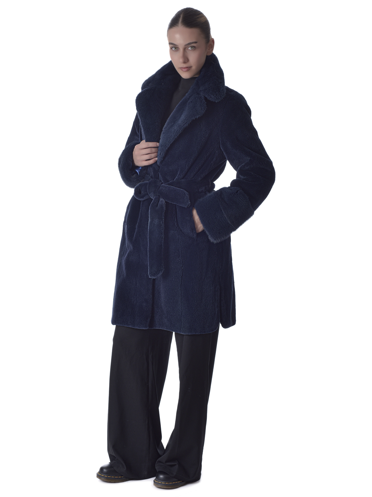 a00903 Dress Blue Sheared Mink Fur Coat - Image 1
