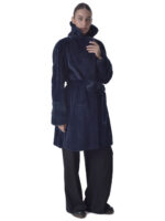 Dress Blue Sheared Mink Fur Coat - Image 3