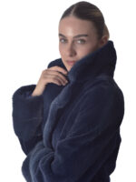 Dress Blue Sheared Mink Fur Coat - Image 6
