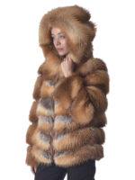Red Fox Fur Hoodie Jacket - Image 3