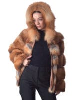 Red Fox Fur Hoodie Jacket - Image 4