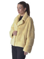 Pastel Yellow Mink Fur Jacket - Image 2