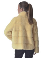 Pastel Yellow Mink Fur Jacket - Image 5
