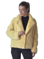 Pastel Yellow Mink Fur Jacket - Image 3