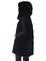 Black Mink Fur Vest with Hood & Zipper - Image 4