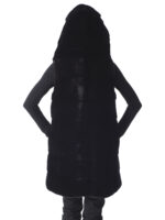 Black Mink Fur Vest with Hood & Zipper - Image 5