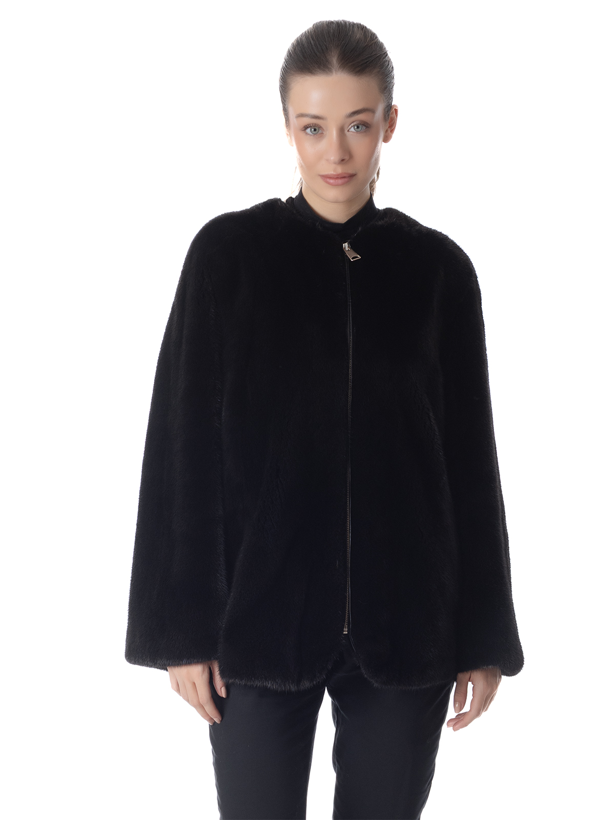 a01177 Black Mink Fur Jacket - Image 1
