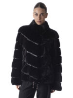 Black Diagonal Mink Fur Jacket