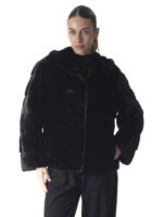 Black Mink Fur Jacket with Hood
