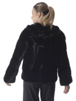 Black Mink Fur Jacket with Hood - Image 4