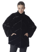Black Diagonal Mink Fur Jacket