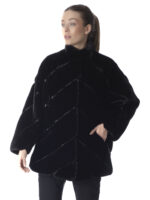 Black Diagonal Mink Fur Jacket - Image 3