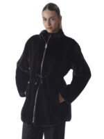 Black Mink Fur Coat with Zip Closure