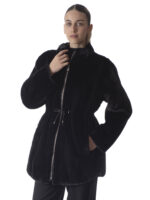 Black Mink Fur Coat with Zip Closure - Image 2