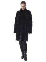 Black Horizontal Mink Fur Coat
