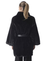 Black Mink Fur Coat with Leather Belt - Image 5