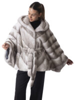Silver Cross Mink Fur Cape with Hood - Image 3