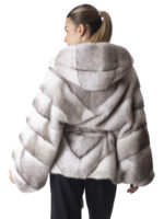 Silver Cross Mink Fur Cape with Hood - Image 4