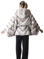 Silver Cross Mink Fur Cape with Hood - Image 5