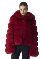 Barbados Cherry Fox Fur Hooded Jacket