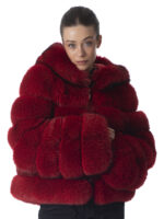 Barbados Cherry Fox Fur Hooded Jacket - Image 2