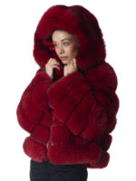 Barbados Cherry Fox Fur Hooded Jacket - Image 3