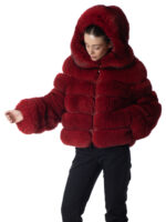 Barbados Cherry Fox Fur Hooded Jacket - Image 4