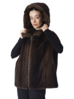 Demi-Buff Mink Fur Hooded Vest