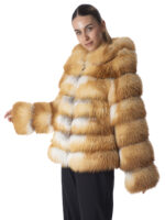Red Fox Fur Hooded Jacket - Image 3