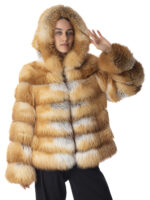 Red Fox Fur Hooded Jacket - Image 4