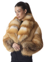 Red Fox Fur Cropped Jacket - Image 2