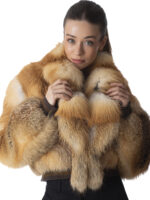Red Fox Fur Cropped Jacket - Image 3