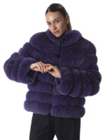 Ultra Violet Fox Fur Statement Jacket - Image 2