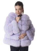 Lavender Blue Fox Fur Statement Jacket - Image 3