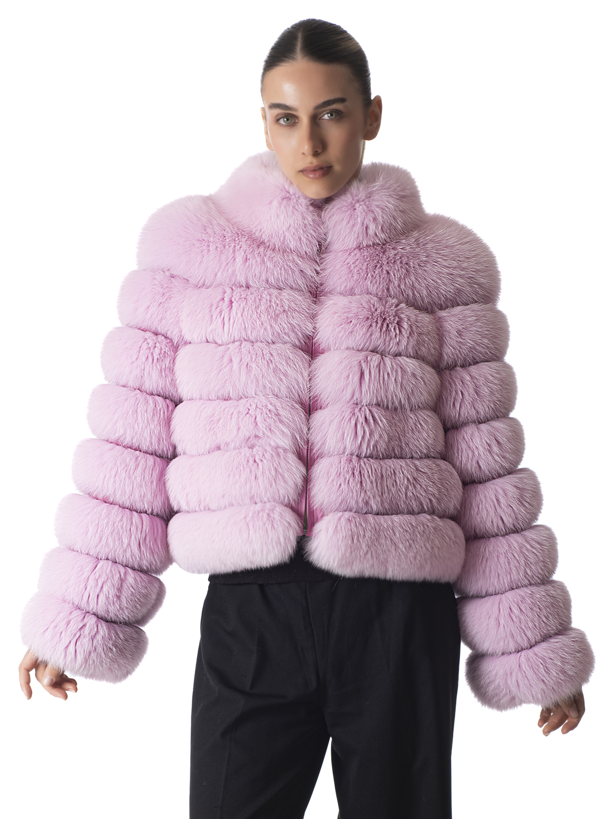 a01576 Pink Lady Fox Fur Jacket - Image 1