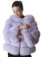 Lavender Blue Fox Fur Luxury Jacket - Image 3
