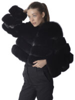 Black Luxury Fox Fur Jacket - Image 3